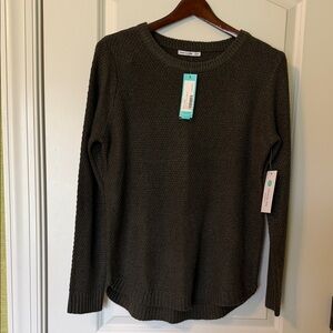 Pink Clover Olive Green Textured Crewneck Sweater